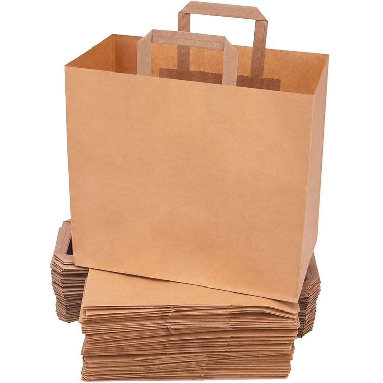 Retail GIft Party Brown Paper Bags with Flat Handles